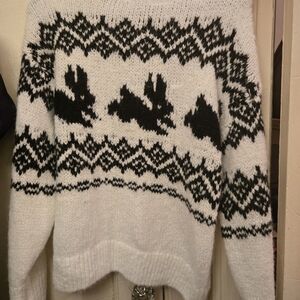 H&M Black and White Graphic Crewneck Sweater
